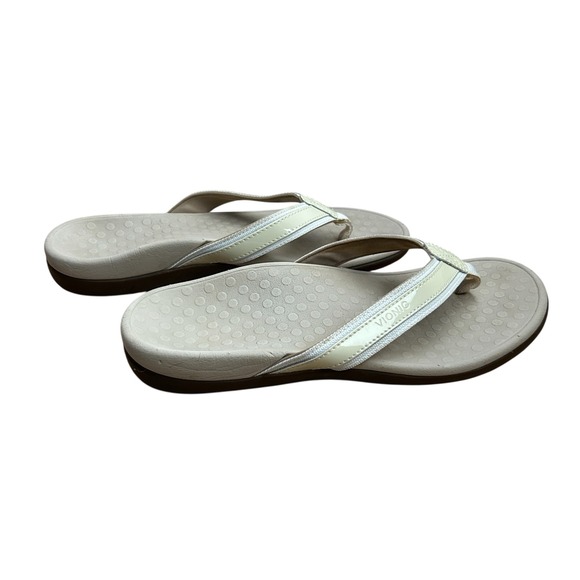 Vionic Tide II Womens 8 Cream Orthotic Flip Flop Sandals TVW1002 Arch Support - Picture 2 of 5